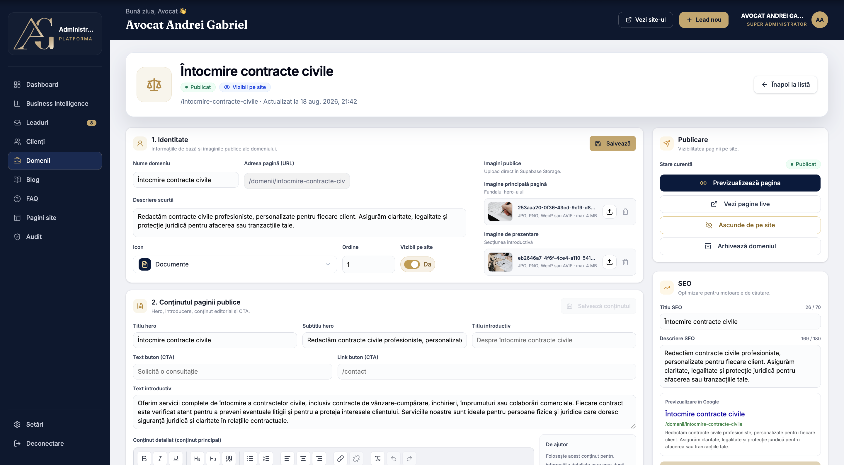 Law Firm Digital Platform practice-area CMS editor